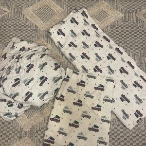 Target Christmas Flannel Car Truck Tree Twin Bedding Sheet Set